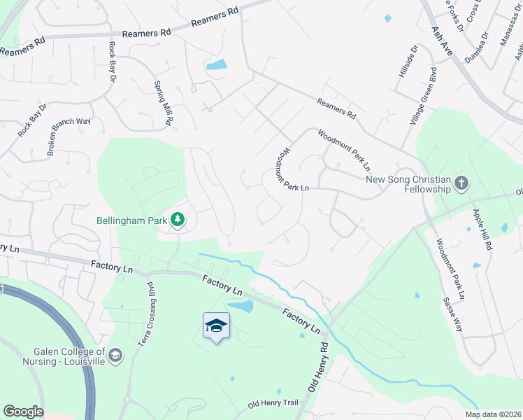 map of restaurants, bars, coffee shops, grocery stores, and more near 14634 Cressington Circle in Louisville