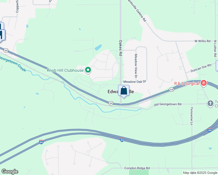 map of restaurants, bars, coffee shops, grocery stores, and more near 6546 Indiana 64 in Georgetown