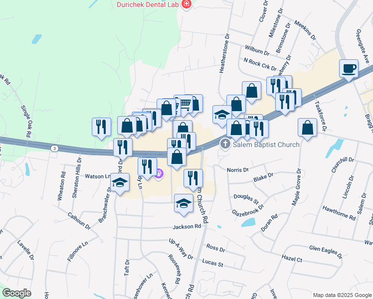 map of restaurants, bars, coffee shops, grocery stores, and more near 4153 Plank Road in Fredericksburg