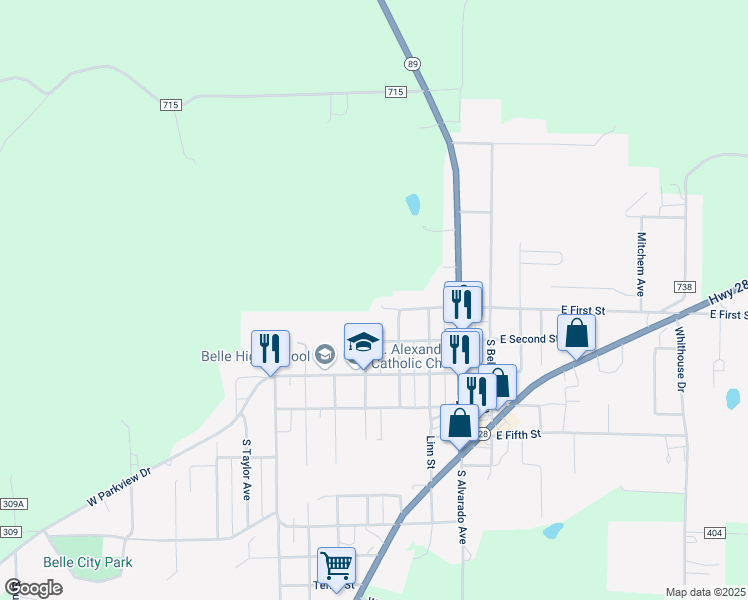 map of restaurants, bars, coffee shops, grocery stores, and more near 203 Tellman Avenue in Belle