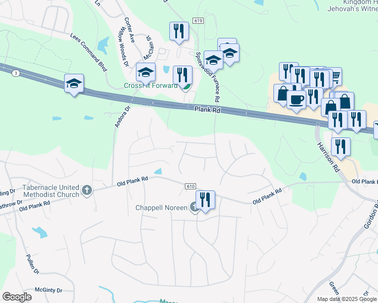 map of restaurants, bars, coffee shops, grocery stores, and more near 6913 Tower of London Drive in Fredericksburg
