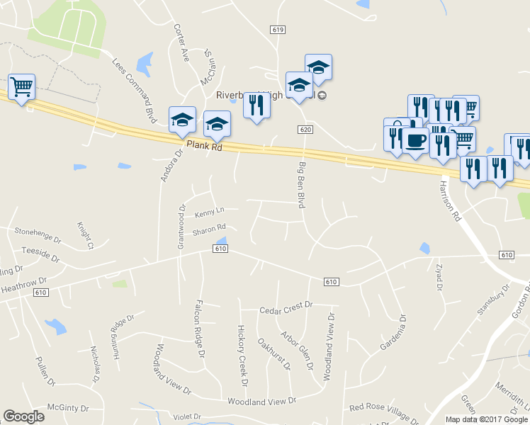 map of restaurants, bars, coffee shops, grocery stores, and more near 6913 Tower of London Drive in Fredericksburg