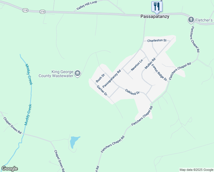 map of restaurants, bars, coffee shops, grocery stores, and more near 8649 Passapatanzy Road in King George