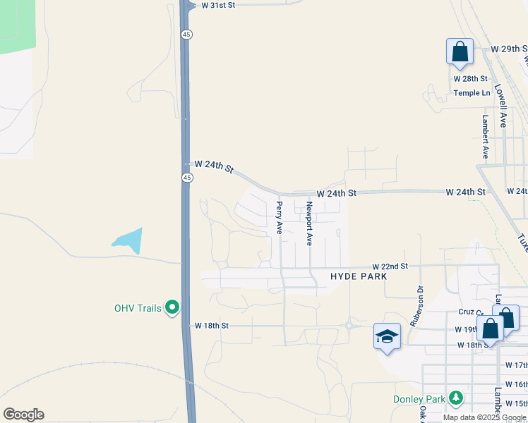 map of restaurants, bars, coffee shops, grocery stores, and more near 2311 Perry Avenue in Pueblo