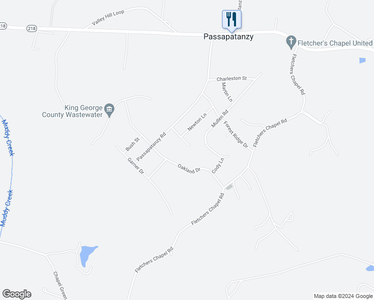 map of restaurants, bars, coffee shops, grocery stores, and more near 1262 Winfield Court in King George