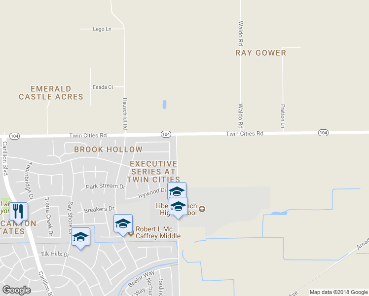 map of restaurants, bars, coffee shops, grocery stores, and more near 12825 Marengo Road in Galt