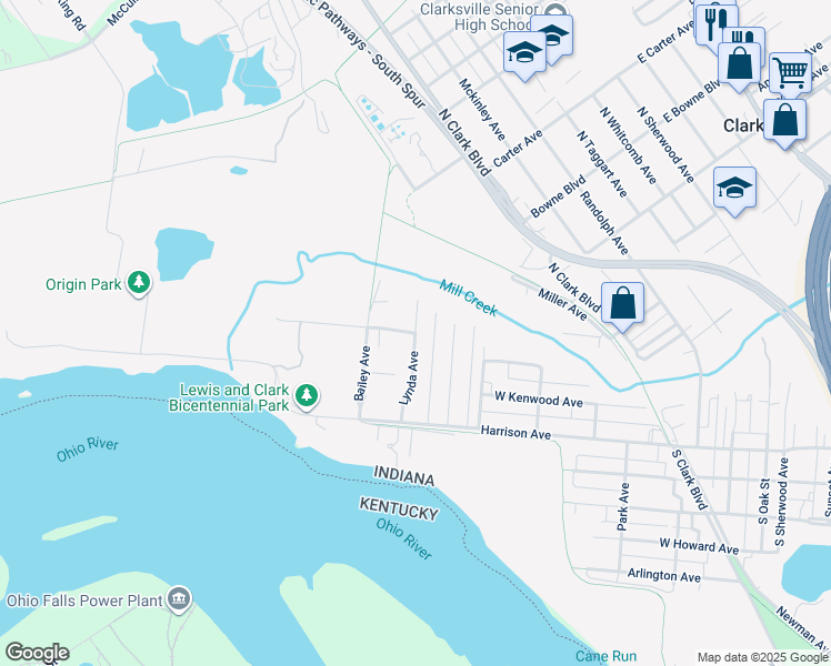map of restaurants, bars, coffee shops, grocery stores, and more near Francis Avenue in Clarksville