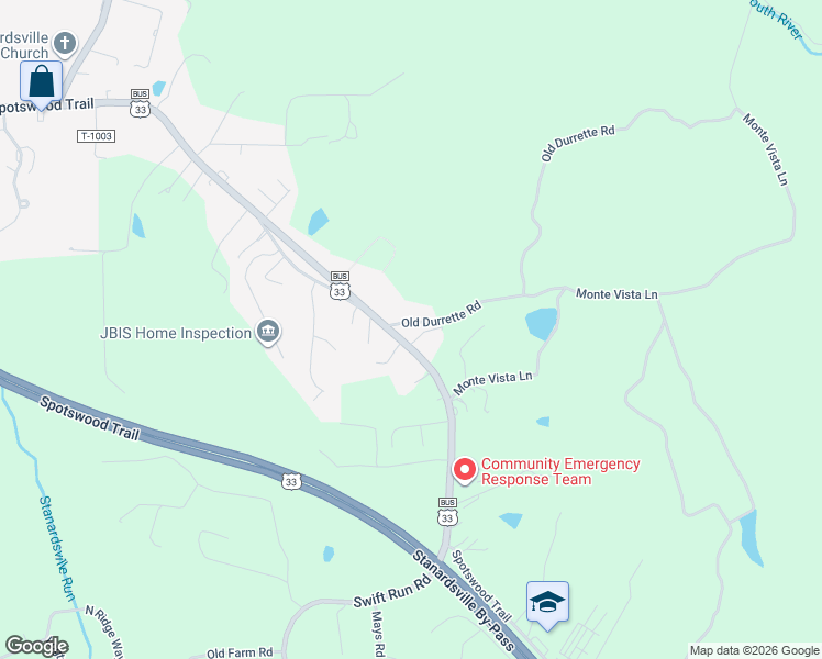 map of restaurants, bars, coffee shops, grocery stores, and more near 9649 Spotswood Trail in Stanardsville