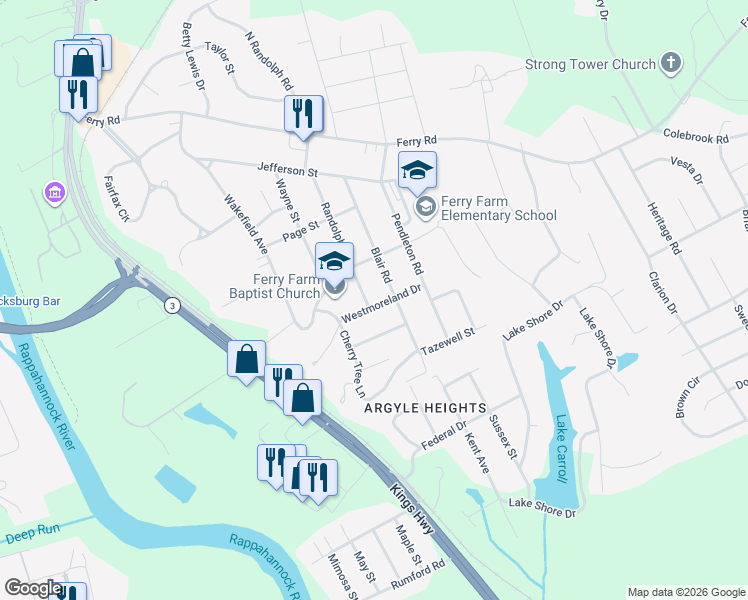 map of restaurants, bars, coffee shops, grocery stores, and more near 34 Randolph Road in Falmouth