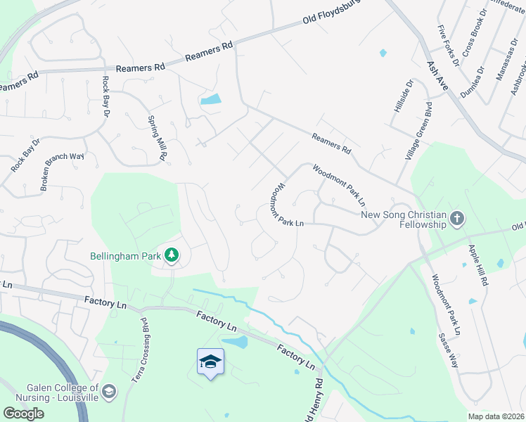map of restaurants, bars, coffee shops, grocery stores, and more near 14609 Cressington Circle in Louisville