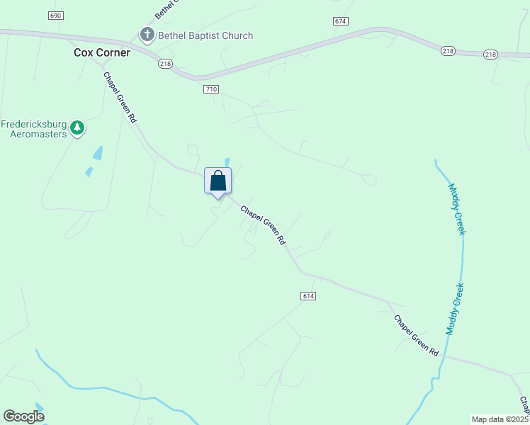 map of restaurants, bars, coffee shops, grocery stores, and more near 241 Chapel Green Road in Fredericksburg