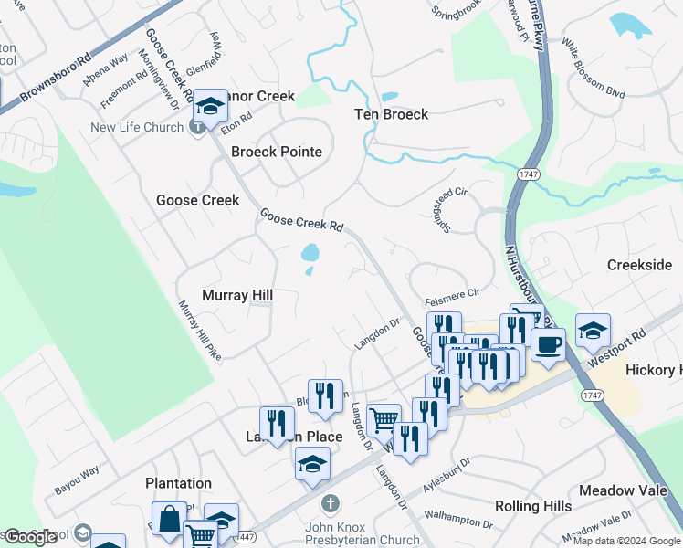 map of restaurants, bars, coffee shops, grocery stores, and more near 2911 Aspendale Rd in Louisville