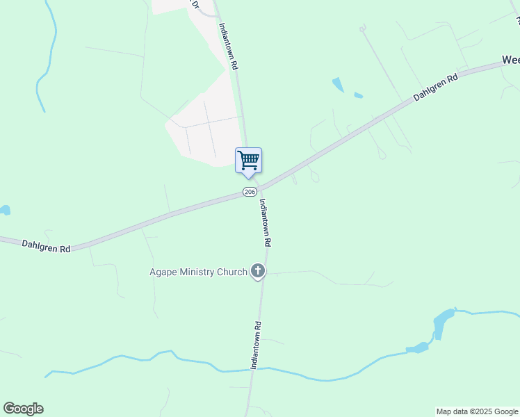 map of restaurants, bars, coffee shops, grocery stores, and more near Indiantown Road in King George
