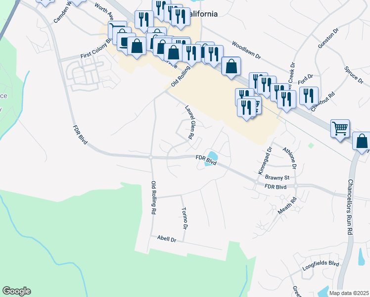 map of restaurants, bars, coffee shops, grocery stores, and more near 45289 West Othello Way in California
