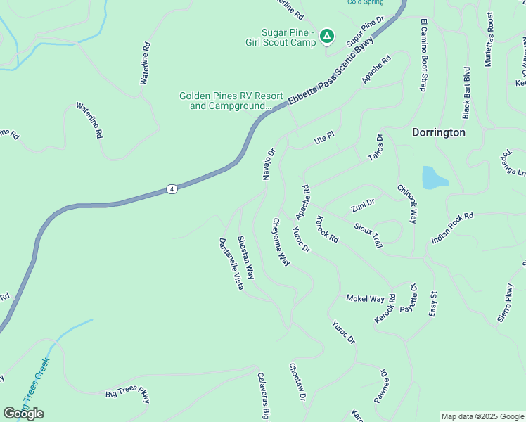 map of restaurants, bars, coffee shops, grocery stores, and more near 2552 Navajo Drive in Arnold