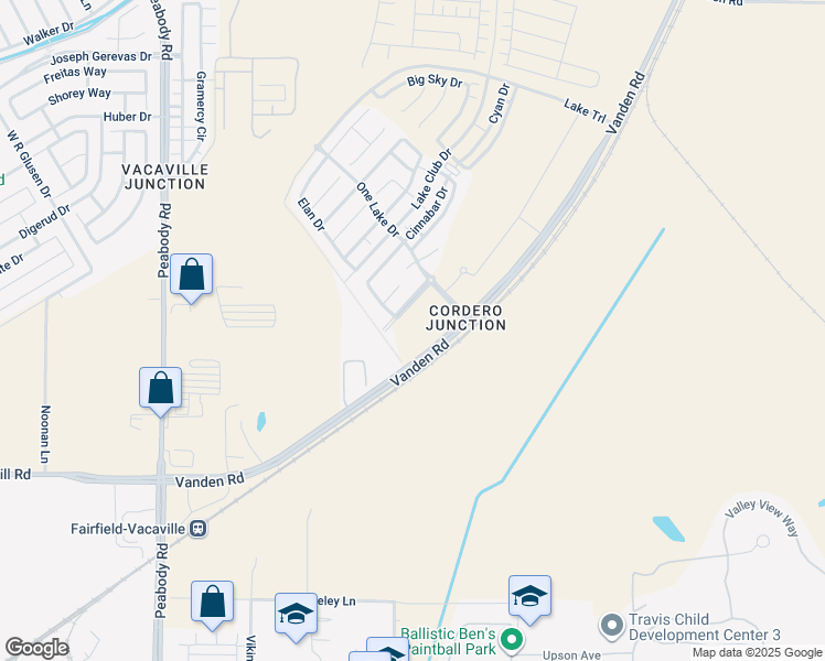 map of restaurants, bars, coffee shops, grocery stores, and more near 2400 Village Square Boulevard in Fairfield