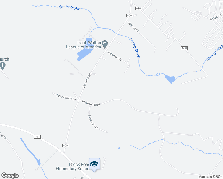 map of restaurants, bars, coffee shops, grocery stores, and more near 9611 Whitehall Boulevard in Spotsylvania Courthouse