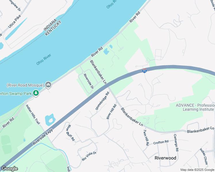 map of restaurants, bars, coffee shops, grocery stores, and more near Blankenbaker Parkway in Jefferson County