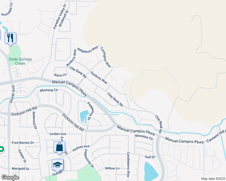 map of restaurants, bars, coffee shops, grocery stores, and more near 3826 Danbury Way in Fairfield