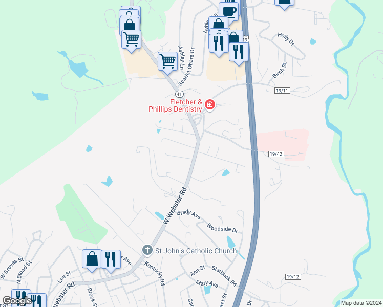 map of restaurants, bars, coffee shops, grocery stores, and more near 303 North Street in Summersville