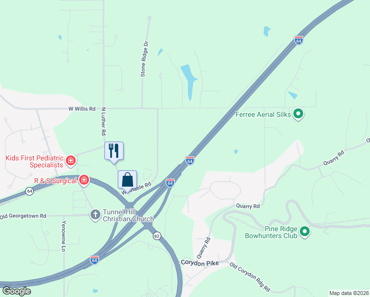 map of restaurants, bars, coffee shops, grocery stores, and more near 1320 West Knable Road in Georgetown