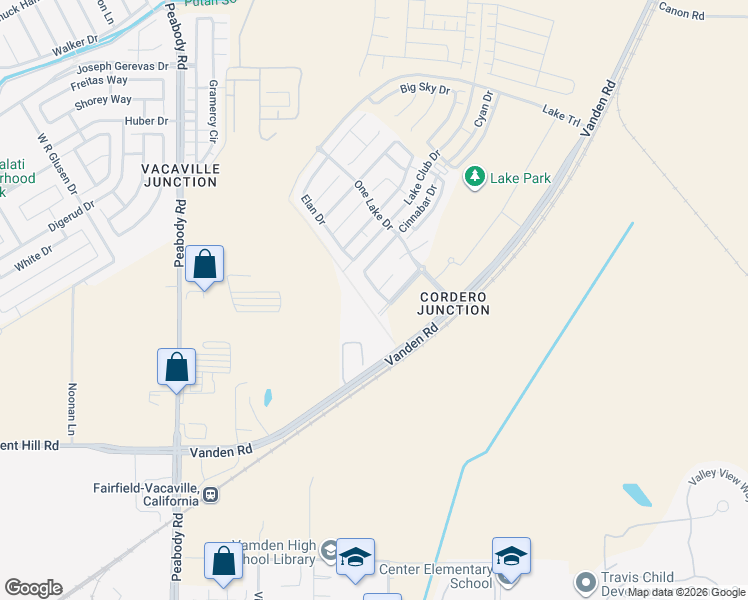 map of restaurants, bars, coffee shops, grocery stores, and more near 5305 Artisan Way in Fairfield