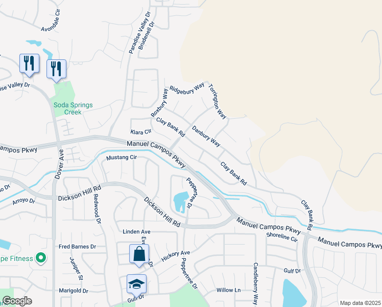 map of restaurants, bars, coffee shops, grocery stores, and more near 3871 Quarryville Court in Fairfield