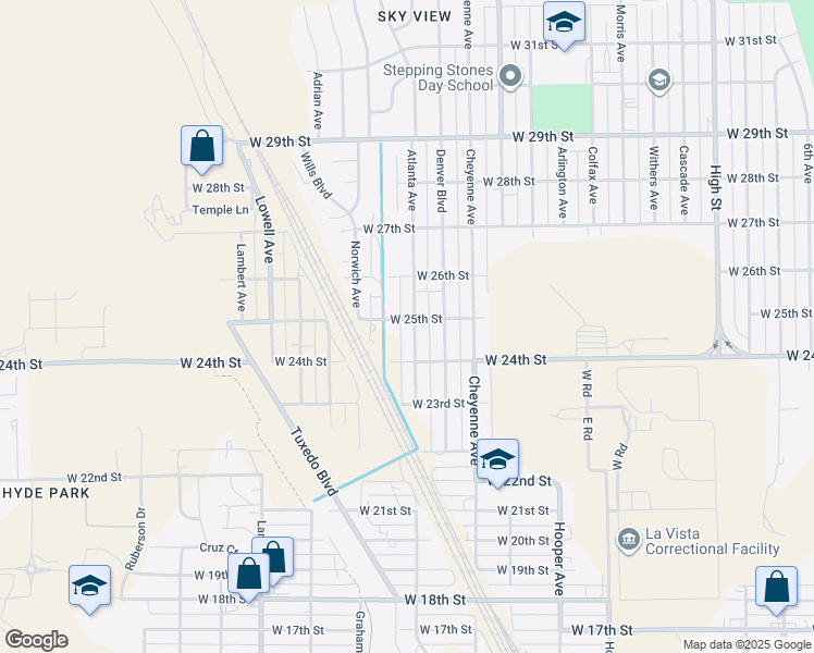 map of restaurants, bars, coffee shops, grocery stores, and more near 2431 Atlanta Ave in Pueblo