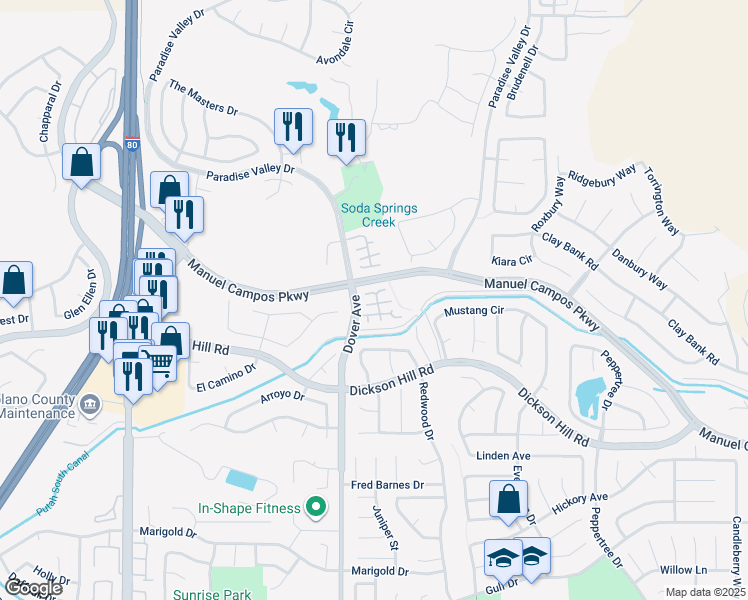 map of restaurants, bars, coffee shops, grocery stores, and more near 710 Otter Court in Fairfield