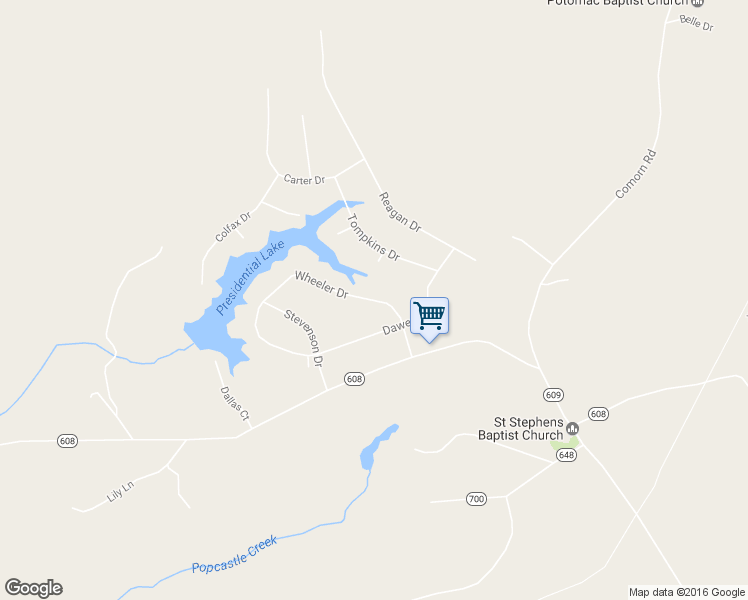 map of restaurants, bars, coffee shops, grocery stores, and more near 6449 Wheeler Drive in King George