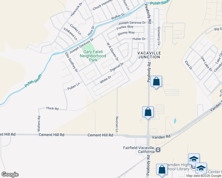 map of restaurants, bars, coffee shops, grocery stores, and more near 2387 Hanson Drive in Fairfield