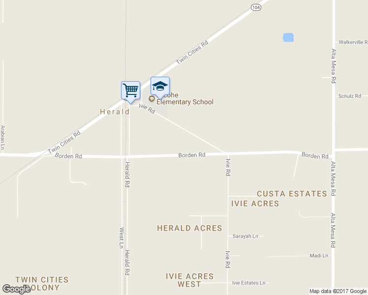 map of restaurants, bars, coffee shops, grocery stores, and more near 11815 Borden Road in Herald