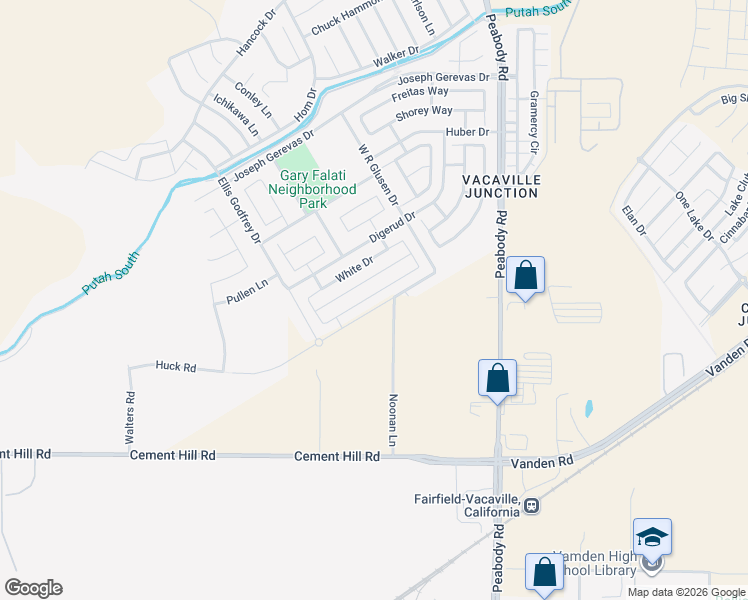 map of restaurants, bars, coffee shops, grocery stores, and more near 2387 Hanson Drive in Fairfield