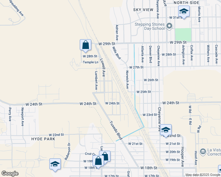 map of restaurants, bars, coffee shops, grocery stores, and more near 2423-2499 Carthage Avenue in Pueblo