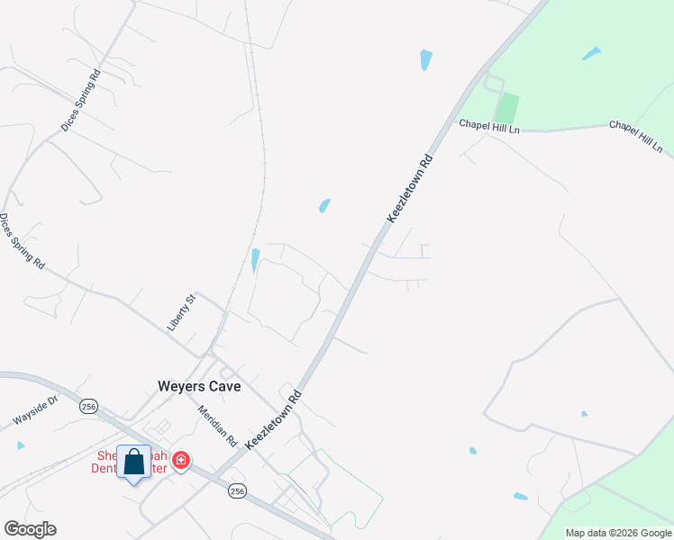 map of restaurants, bars, coffee shops, grocery stores, and more near 25 Bluestone Drive in Weyers Cave