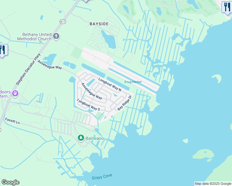 map of restaurants, bars, coffee shops, grocery stores, and more near 12522 East Helmsman Way in Berlin
