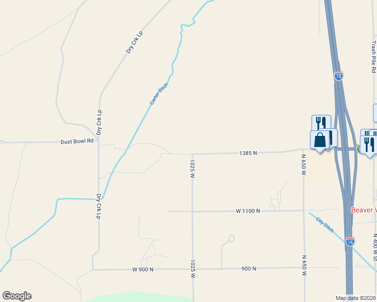 map of restaurants, bars, coffee shops, grocery stores, and more near 1258 1025 West in Beaver