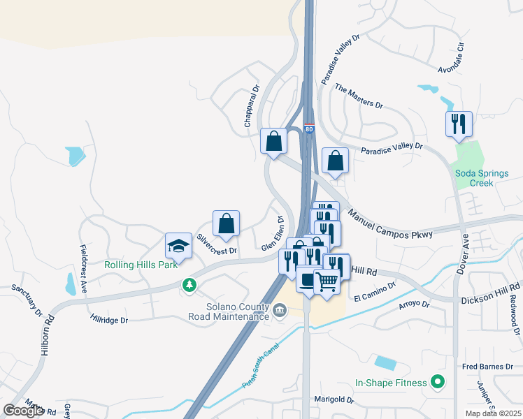 map of restaurants, bars, coffee shops, grocery stores, and more near 1924 Garden Meadow Avenue in Fairfield
