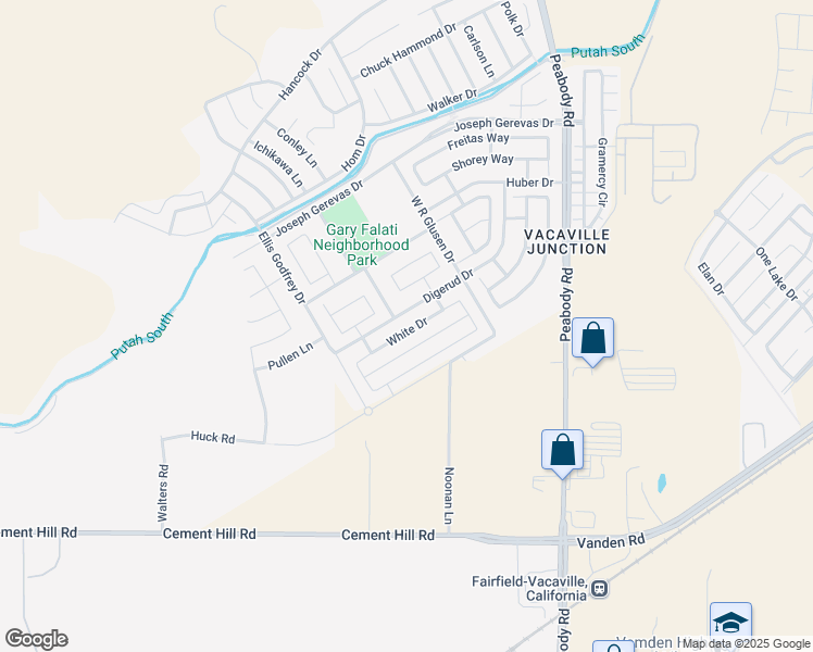 map of restaurants, bars, coffee shops, grocery stores, and more near 2398 White Drive in Fairfield