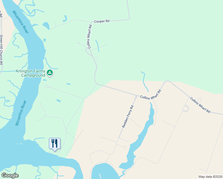 map of restaurants, bars, coffee shops, grocery stores, and more near 25041 Collins Wharf Road in Eden