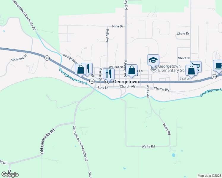 map of restaurants, bars, coffee shops, grocery stores, and more near 1425 Baylor Wissman Road in Georgetown