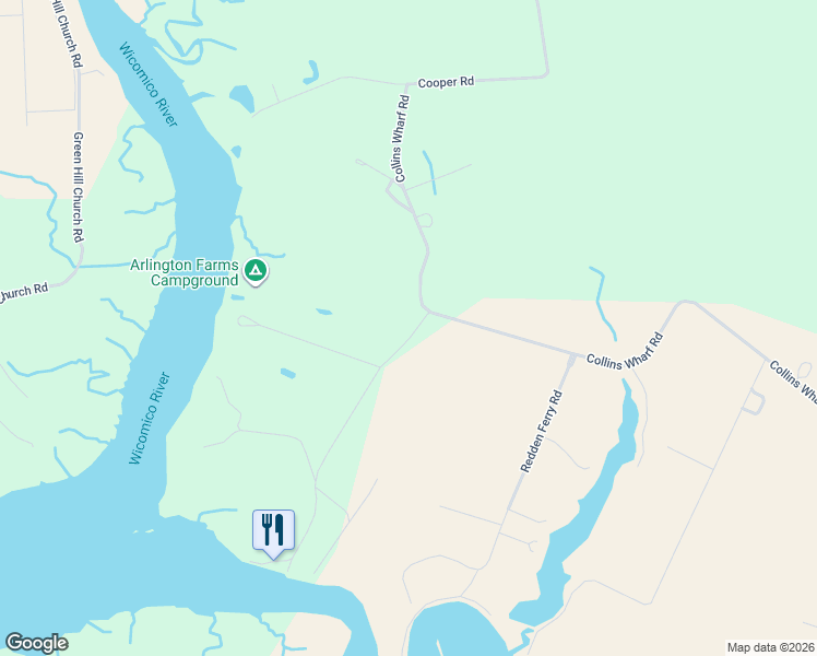 map of restaurants, bars, coffee shops, grocery stores, and more near 25041 Collins Wharf Road in Eden