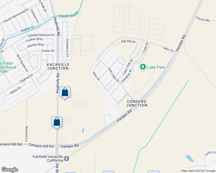 map of restaurants, bars, coffee shops, grocery stores, and more near 2403 Lake Club Drive in Fairfield
