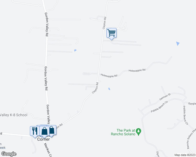 map of restaurants, bars, coffee shops, grocery stores, and more near 5066 Clayton Road in Fairfield