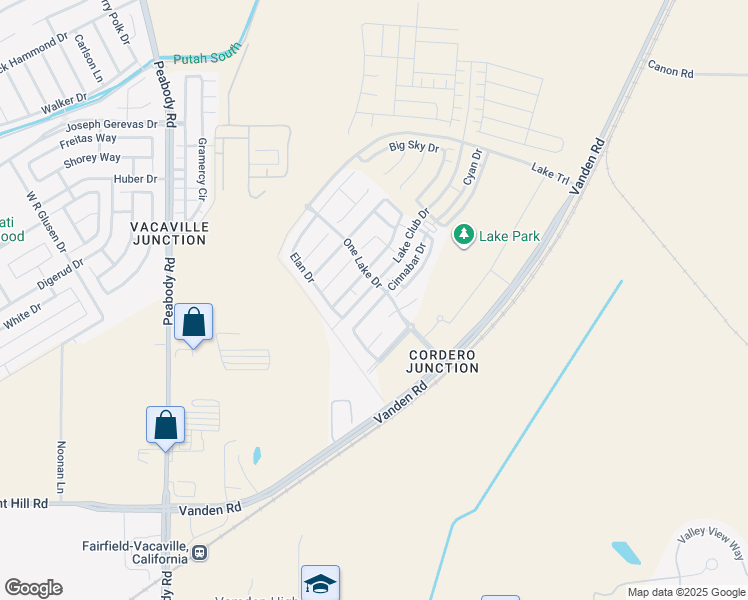 map of restaurants, bars, coffee shops, grocery stores, and more near 2429 Artisan Way in Fairfield