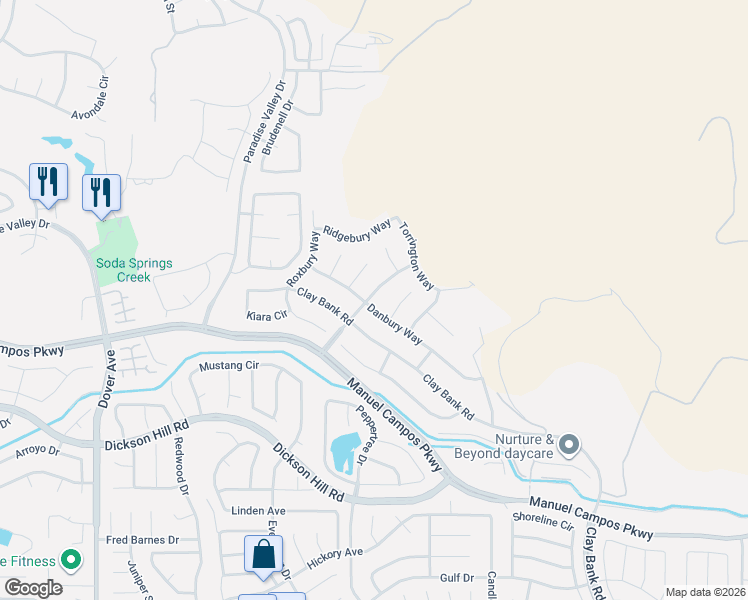 map of restaurants, bars, coffee shops, grocery stores, and more near 3886 Danbury Way in Fairfield