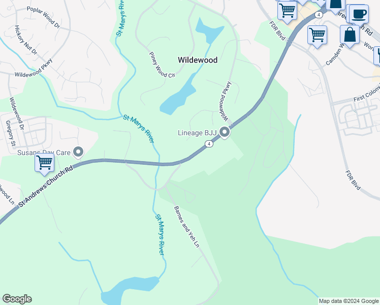 map of restaurants, bars, coffee shops, grocery stores, and more near 44620 Saint Andrews Church Road in California