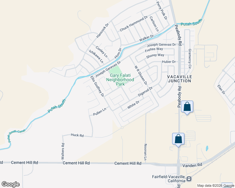 map of restaurants, bars, coffee shops, grocery stores, and more near 2310 Josiah Wing Drive in Fairfield