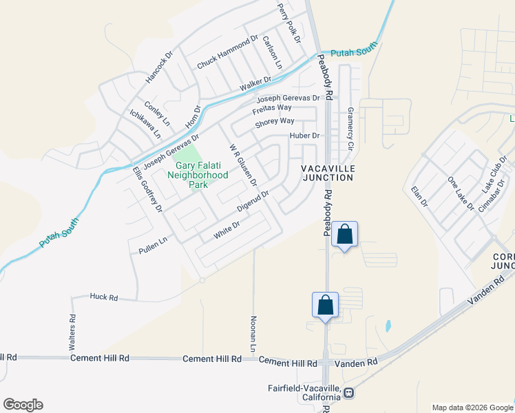 map of restaurants, bars, coffee shops, grocery stores, and more near 2454 White Drive in Fairfield