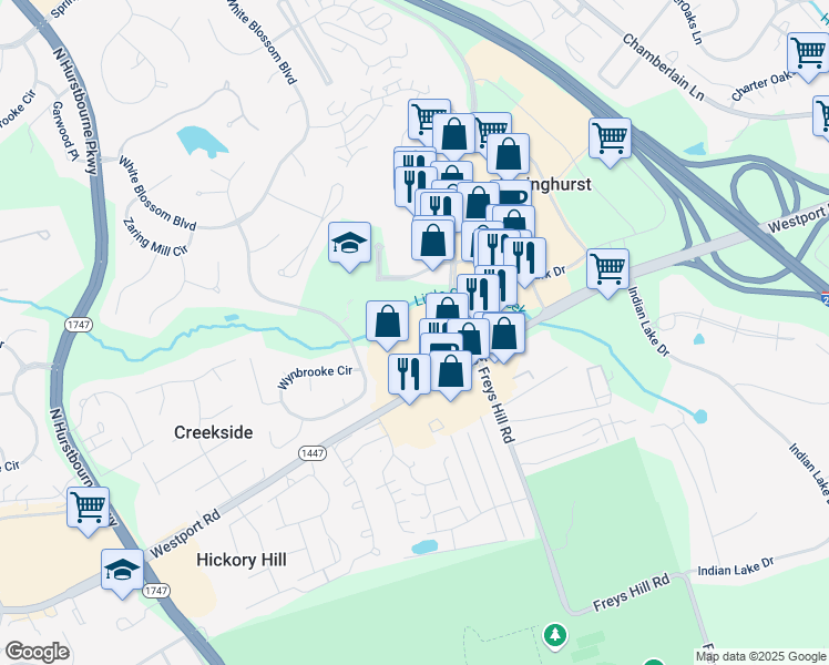 map of restaurants, bars, coffee shops, grocery stores, and more near 10301 Westport Road in Louisville